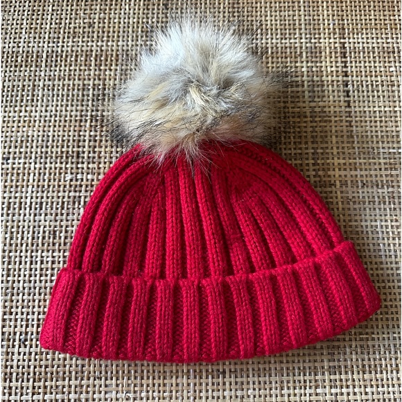 *New* J Crew Pom Pom Beanie Stocking Cap, red